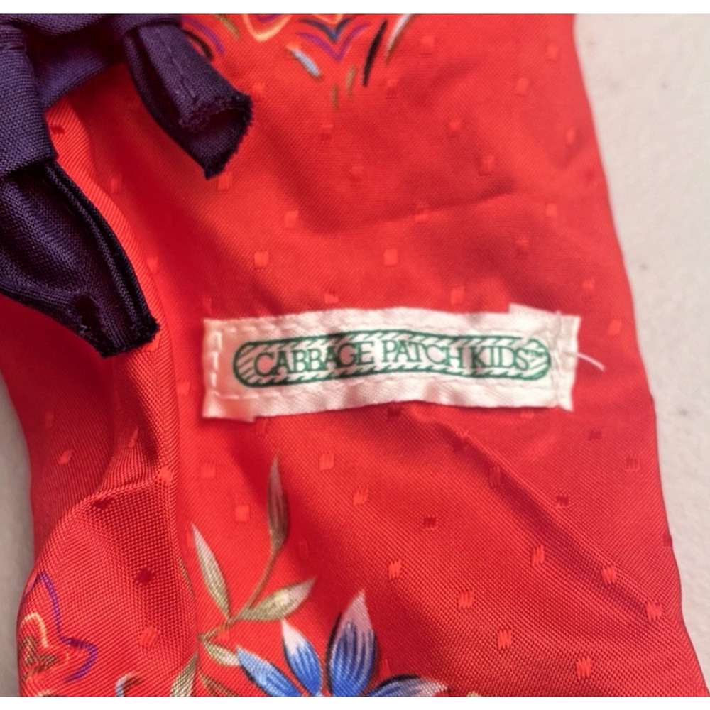 Vintage Coleco Cabbage Patch Kids Oriental Red Silk Flower Print Shirt Top Set - Picture 5 of 11